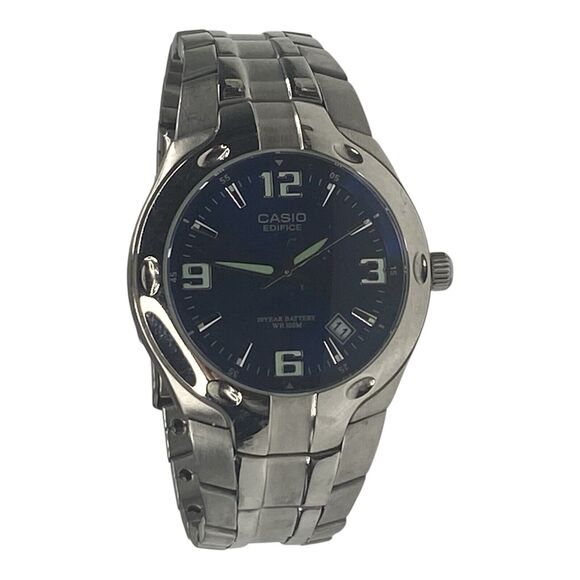 Casio Edifice Men's Quartz Blue Date Dial Silver-Tone 37mm Watch EF106D-2AV - Picture 1 of 4